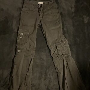 Garage black cargo flare pants